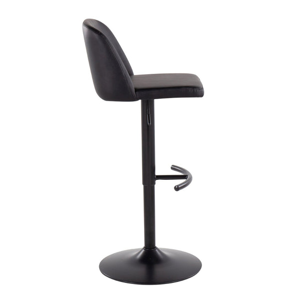 English Elm Toriano Adjustable Bar Stool Set Of 2 – Modern Black Steel Frame & Faux Leather Swivel Comfort B202S01025-GIGA