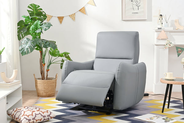 English Elm Wall Zero Wall Power Recliner Chair with Overstuffed Backrest, USB Type-C Charging Port, Space-Saving Electric Recliner for Small Rooms Blue Gray W1028S00036