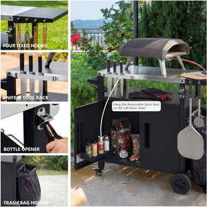 English Elm K&k Outdoor Bbq Station Stainless Steel Top Foldable Side Table Locking Wheels N707P379802B