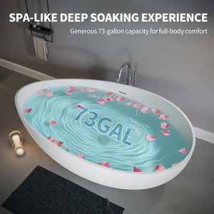 English Elm 63" Stone Resin Freestanding Soaking Tub Matte Sculpted Surface for Spa Bathroom W1920P410091