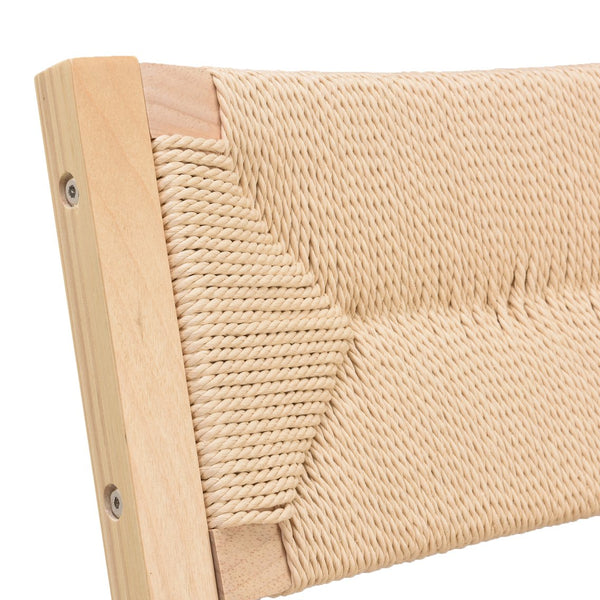 English Elm Recliner Foldable Rattan Upholstered Rocker Chair with Side Pocket, Ergonomic 110°–160° Recline, Natural Wood Finish T3623P380465