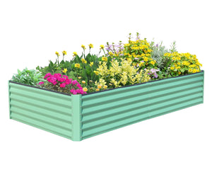 English Elm 6x3x1.5ft Galvanized Raised Garden Bed — Heavy-Duty Steel Planter with Open Base, Reinforced Rods, Safe Edge for Vegetables Flowers and Easy Assembly Green W1859P197897