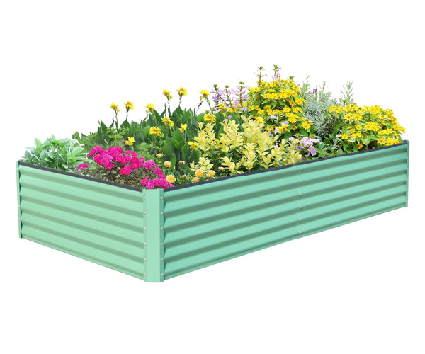 English Elm 6x3x1.5ft Galvanized Raised Garden Bed — Heavy-Duty Steel Planter with Open Base, Reinforced Rods, Safe Edge for Vegetables Flowers and Easy Assembly Green W1859P197897