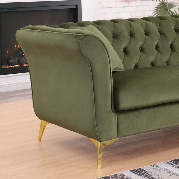 English Elm 102 Inch Linen Modular Sectional Sofa with Hidden Storage and Cloud Cushion Comfort Green W1099S00174