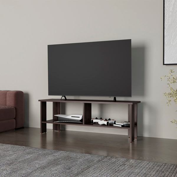 English Elm Cope Modern TV Stand with Open Storage for TVs up to 65" — Stained Walnut, Minimalist Media Console B128P287513