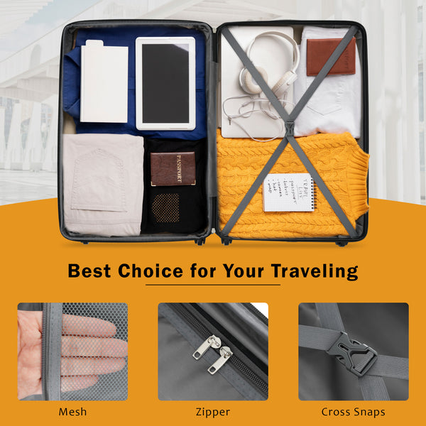 English Elm 2 Piece Abs Hard Shell Spinner Luggage Set with Tsa Lock Expandable Travel Suitcases Purple N732P198744I