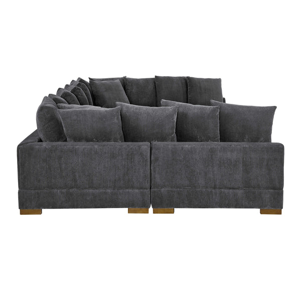 English Elm Large Corduroy Modular Sectional Sofa Sleeper with Ribbed Texture for Open Living Dark Gray B2748S00010