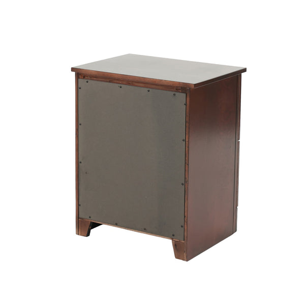 English Elm 2 Drawer Nightstand High Gloss Finish with Gold Accents, Modern Chic Storage for Bedroom Elegance Cherry B016P257268