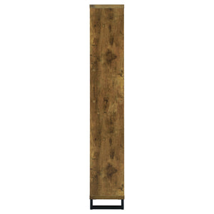 English Elm 1pc Industrial Bookcase 10-Tier Rustic Antique Nutmeg with Black Metal Base – Tall 34.75x11.5x70.75" Organizer for Living Room Office Decor B011P305634