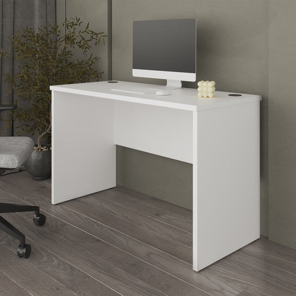 English Elm Roseland Compact White Desk for Living Room & Home Office — Minimalist Engineered Wood, Durable Surface B092P269940