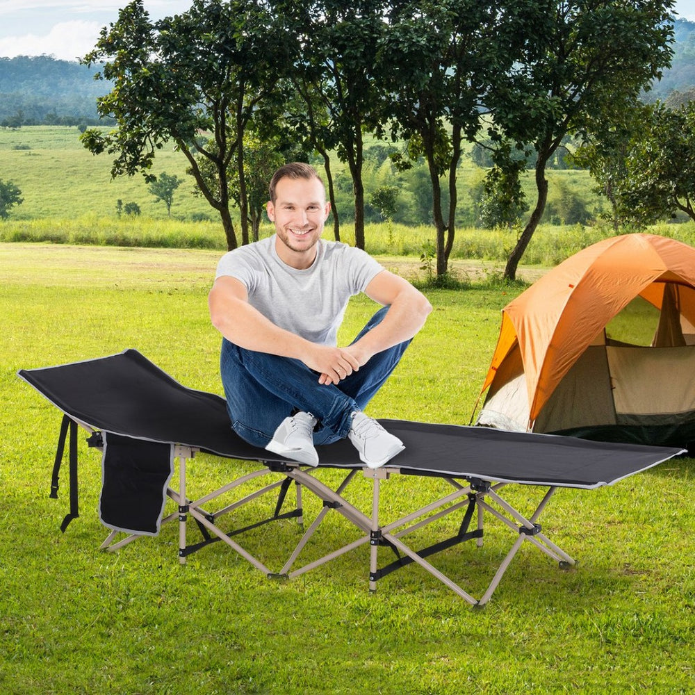English Elm Outsunny Portable Camping Cot For Adults - Elevated Sleeping Bed With Carry Bag & Side Pocket, 330 Lbs. W2225P200879-GIGA