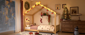 English Elm Twin House Frame Floor Bed Solid Pine Kids Room Montessori Low Profile Play Nook W1580P387836