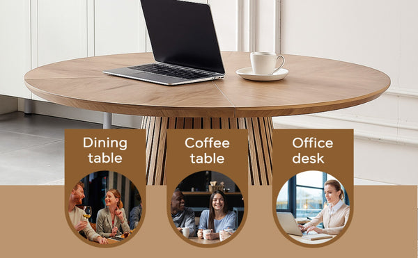 English Elm Wooden Oval Dining Table - Modern Multi-Functional Kitchen Table For Family Gatherings & Compact Spaces W3590P355173-GIGA