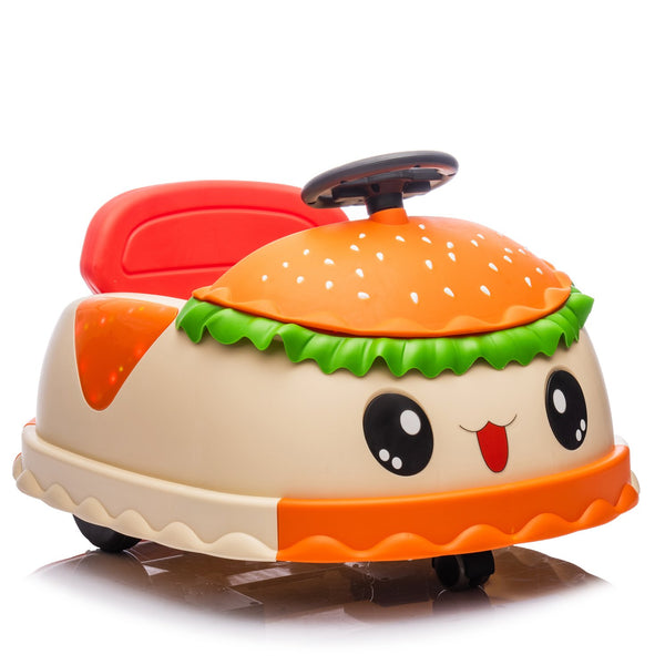 English Elm 12v Kids Hamburger Bumper Ride on Car with 360 Spin Parental Remote and Led Display W1578P299386