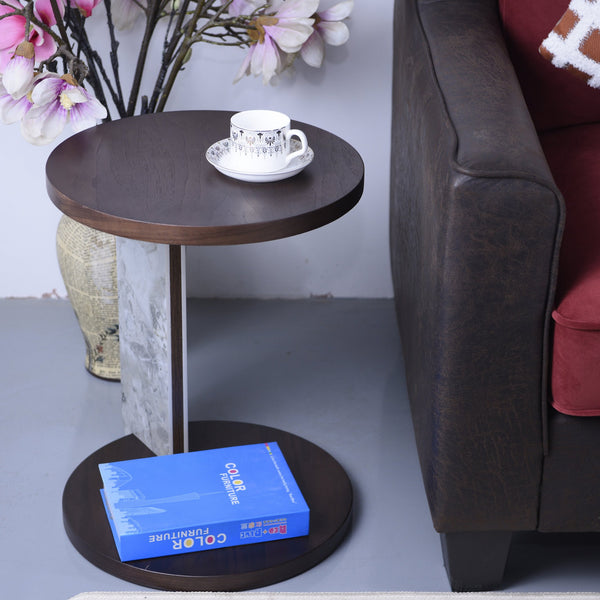 English Elm Set of 2 Round Sintered Stone Nesting Tables Sleek Modern Accent for Living Rooms W2899P405895
