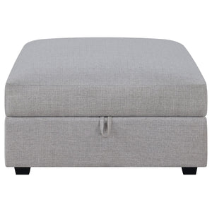 English Elm Austin Square Upholstered Storage Ottoman in Modern Grey Fabric — Plush Seat, Hidden Storage, Durable Build B062P331083