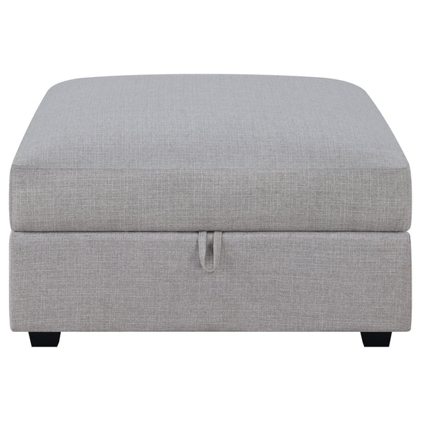 English Elm Austin Square Upholstered Storage Ottoman in Modern Grey Fabric — Plush Seat, Hidden Storage, Durable Build B062P331083