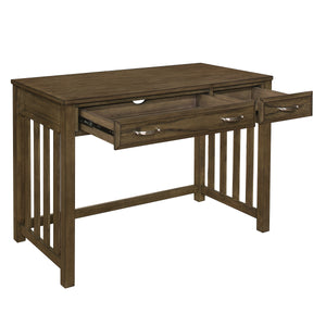 English Elm Modern Traditional Blanche Desk with Keyboard Drawer, Brown-Gray Mindy Veneer, Satin Nickel Pulls B011P297417