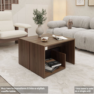 English Elm Fm Furniture Vega Side Table – Stylish Melamine Open Storage In Light Oak & Wengue For Small Spaces B128P293876