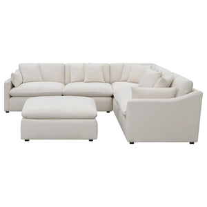 English Elm Greeley Six Piece Modular Sectional with Ottoman Feather Blend Cushions Track Arms B062S01555