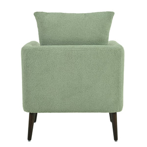 English Elm Modern Accent Chair Upholstered Armchair with Chenille Fabric, Ergonomic Padded Seat, Wood Legs for Living Room Seating Comfort and Stylish Mid Century Flair Green W1028P236497