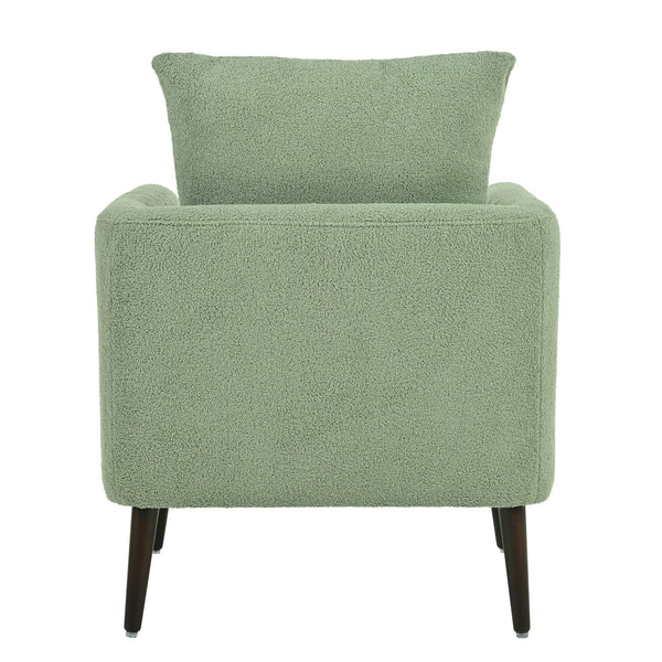 English Elm Modern Accent Chair Upholstered Armchair with Chenille Fabric, Ergonomic Padded Seat, Wood Legs for Living Room Seating Comfort and Stylish Mid Century Flair Green W1028P236497
