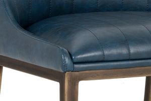 Sunpan Halden Dining Chair Set of 2 – Urban Style with Bold Stitching and Rustic Bronze Steel Frame Vintage Blue