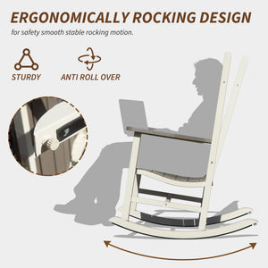 English Elm Outdoor Rocking Chairs Set of 2 HDPE Patio Oversized Rockers for Adults, Weatherproof, Ergonomic Comfort Grey+White W1859P360054