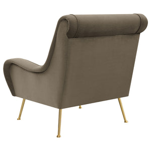 English Elm Lundy Truffle Romantic Mid-Century Accent Chair with Textured Upholstery, Welt Trim & Gold Legs B062P358333