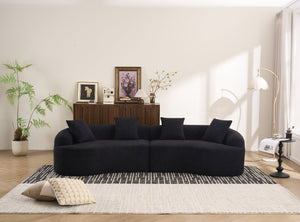 English Elm Compression Compression Sponge Sofa Curved Modular Sectional with 30D High-Density Chenille Sleeper for Cozy Apartment Living Room Comfort and Safe Rounded Design Black W2231S00041