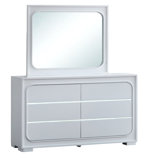 English Elm Milan Modern White Dresser with Integrated Led Lighting and Full Extension Drawers White B078P497945