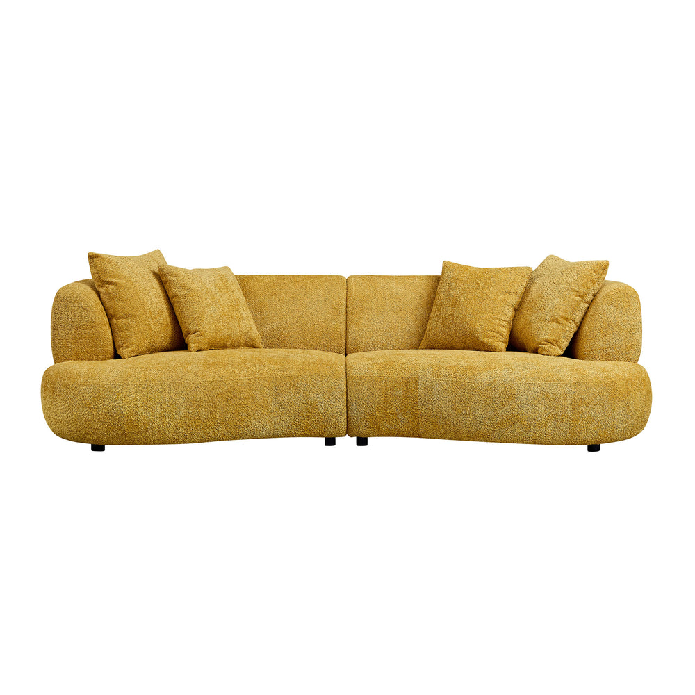 English Elm 102.36 Inch Curved Boucle Sectional Sofa Four Seat Mid Century Modern Living Room W2582S00179