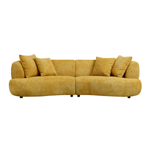English Elm 102.36 Inch Curved Boucle Sectional Sofa Four Seat Mid Century Modern Living Room W2582S00179