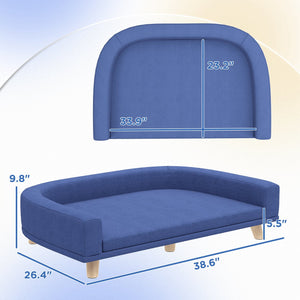 English Elm Pet Sofa Bed with Removable Washable Cushion Foam Padding and Pine Wood Legs T3971P407083
