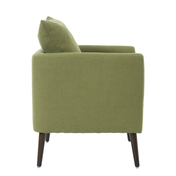 English Elm Modern Fabric Accent Chair - Ergonomic Chenille Armchair with Pillow, Wood Legs, Plush Seat for Living Room Bedroom Reception (Olive) W1028P188577