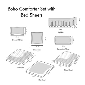 English Elm Twin Boho Comforter Set with Bed Sheets — Navy & Purple Medallion Design, OEKO-TEX, Sham, Pillow, Bedskirt, Cozy Twin Bedding Collection B03595853