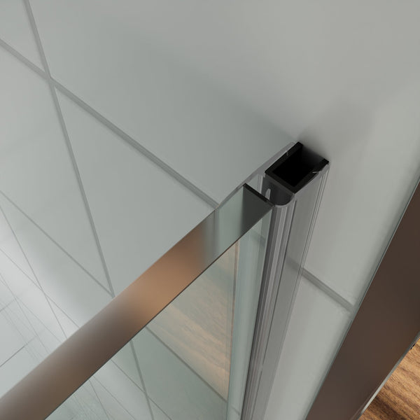 English Elm 28" Frameless Pivot Shower Door Tempered Glass Matte Black Hinged Spa Bath W637P348845