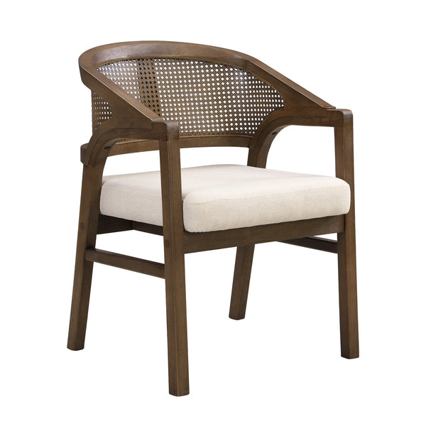 English Elm Wooden Rubberwood Dining Chairs with Woven Rattan Back Ergonomic Seat Set of 2 Beige,Walnut N771P256965T