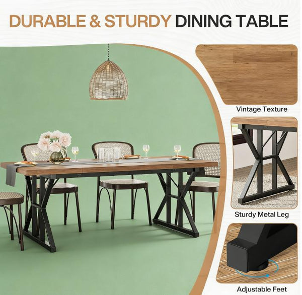 English Elm Woodgrain Walnut Look Bar Height Table with Hexagonal Base for Home Loft Dining T3971P452610