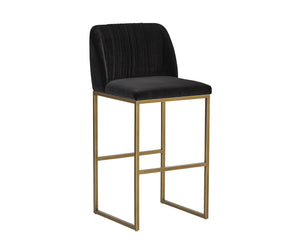 Sunpan Nevin Barstool - Modern Elegance with Comfort and Antique Brass Legs for Stylish Dining Spaces Shadow Grey