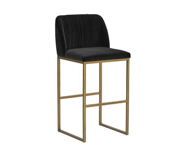 Sunpan Nevin Barstool - Modern Elegance with Comfort and Antique Brass Legs for Stylish Dining Spaces Shadow Grey