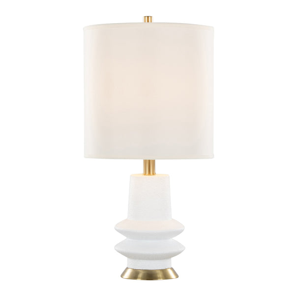 English Elm Lloyd 26" Contemporary Table Lamp Set Of 2 - Matte White Polyresin & Brass Accents For Modern Spaces B202P224003