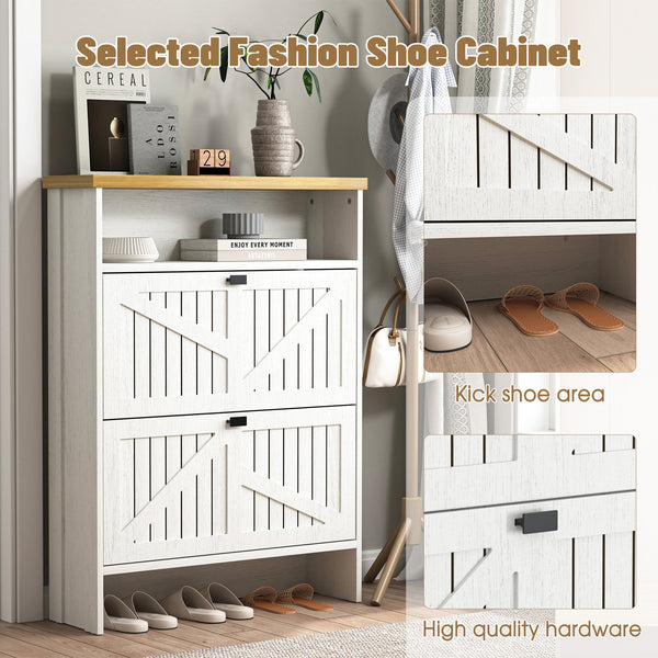English Elm Multi-Functional Four-Layer Mdf Shoe Cabinet - Modern Minimalist Storage For Entryway Organization W3226P279088