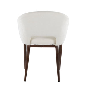 English Elm Chair Set of Two with Tapered Walnut Metal Legs and Off-white Upholstered Seats B202S02112