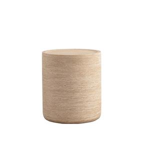 English Elm Round Amber Marble Texture Drum Side Table Compact Mdf Accent for Bedroom or Living Room W3081P255159
