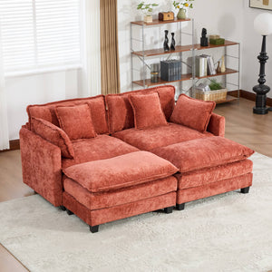 English Elm Cloud Loveseat Modern Sectional with Chenille Upholstery for a Cozy Living Space Orange W1143S00059