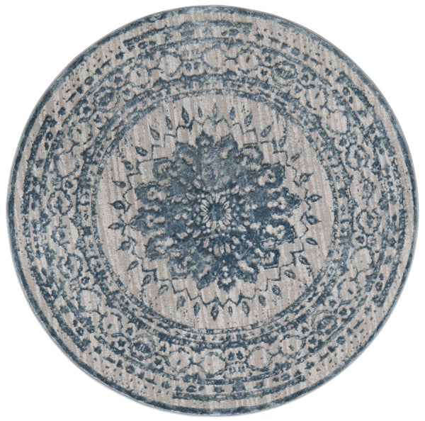 Unique Loom Aberdeen Derbyshire Machine Made Medallion Rug Light Blue, Gray 5' 3" x 5' 3"