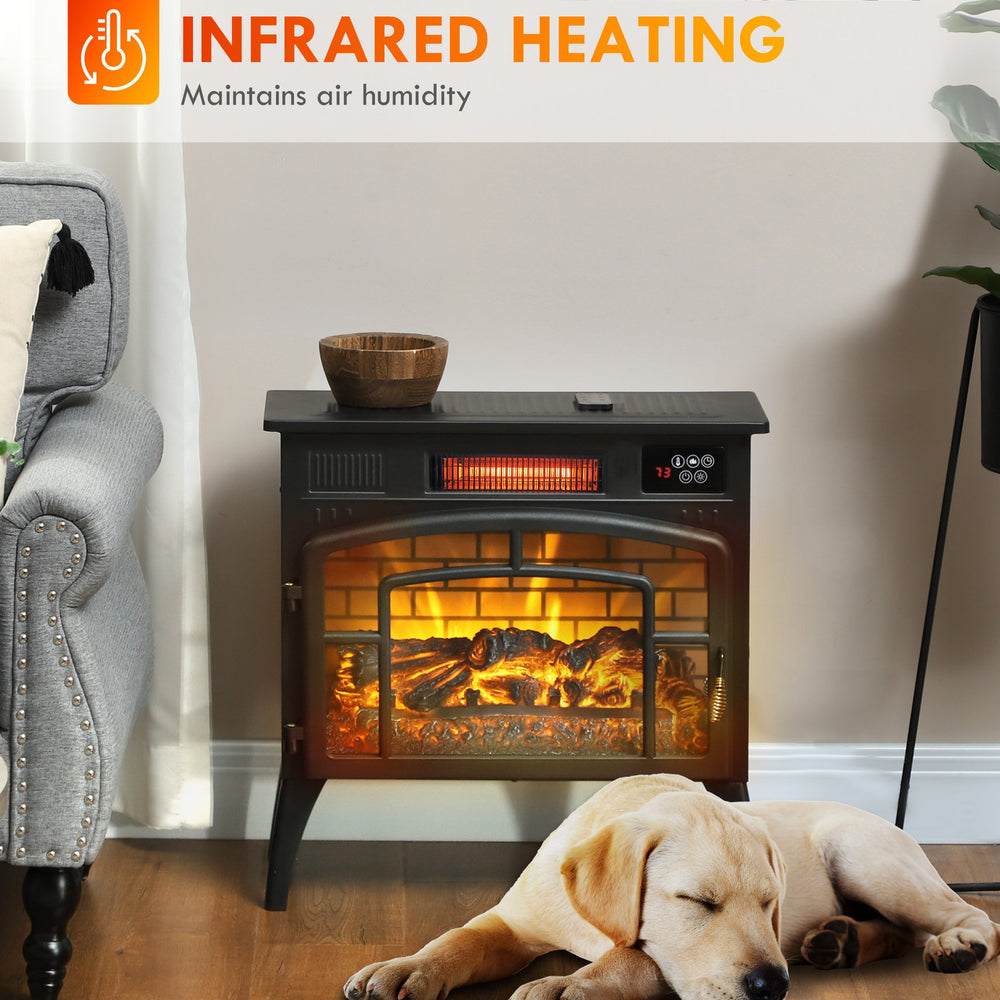 English Elm Homcom 22" Electric Fireplace Stove - Portable Infrared Heater With Realistic Flames & Safety Features W2225P249857