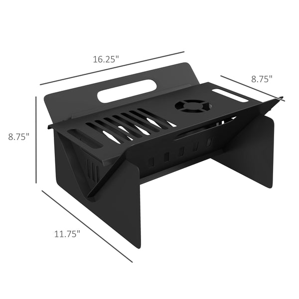 English Elm Outsunny Collapsible Steel Fire Pit Stove and Table for Camping Backyard Patio Use W2225P174299