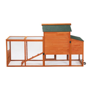 English Elm Portable Pinewood Chicken Coop with Nesting Box Run and Wheels for Backyard Flocks Orange W2181P356215
